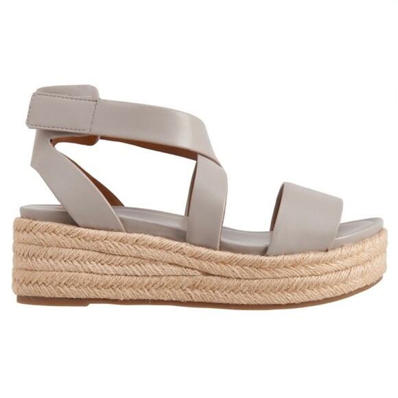 GUC Franco Sarto Tabatha Gray Espadrille Platform Wedge Sandal Size 7.5 Summer - Picture 2 of 9